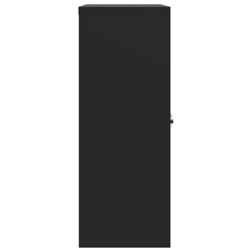 Aktenschrank Schwarz aus pulverbeschichtetem Stahl 90x40x105 cm mit 2 Einlegeböden abschließbar für Büro Arbeitszimmer Homeoffice zur sicheren Archivierung von Dokumenten und Ordnern