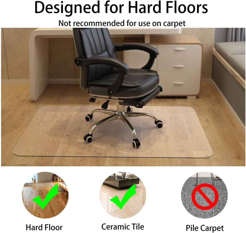 NATRKE Bodenschutzmatte Transparent, Größ 122x92cm Bürostuhlunterlage Drehstuhl Stuhlmatte, Schreibtischstuhlmatte für Harter Boden Parkett Bodenmatte, PVC Bodenunterlage Laminat, Parkett