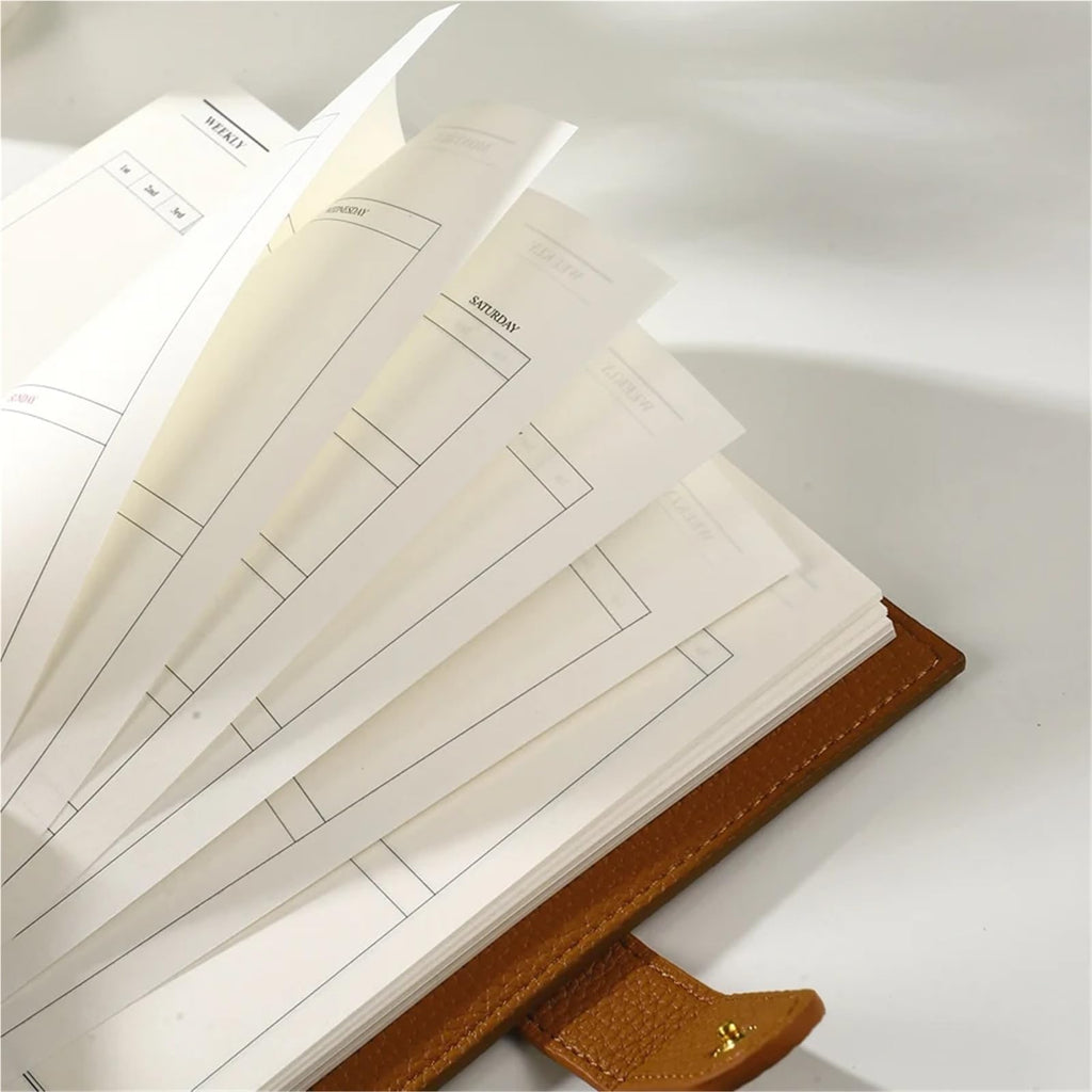 Notizbuch, A6-Taschen-Wochenplaner-Notizbuch mit Ledereinband in Mehrfarbig, 1 Stück(Pink)