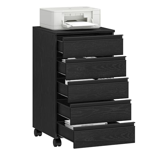 Hzuaneri Rollcontainer 40x40x70cm 5 Schubladen schwarz