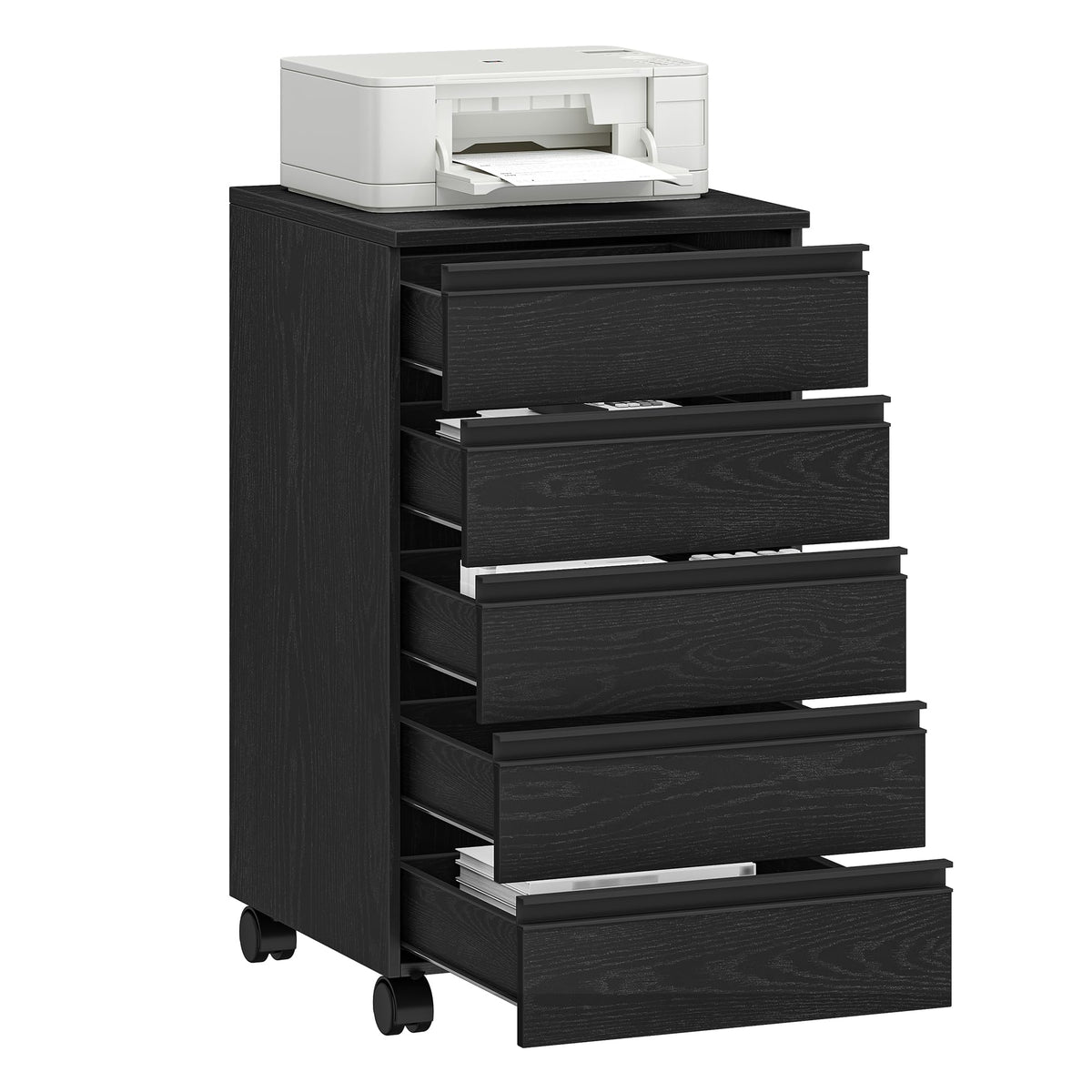 Hzuaneri Rollcontainer 40x40x70cm 5 Schubladen schwarz