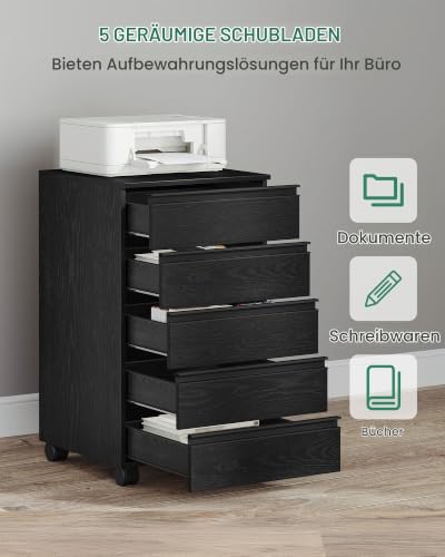 Hzuaneri Rollcontainer 40x40x70cm 5 Schubladen schwarz