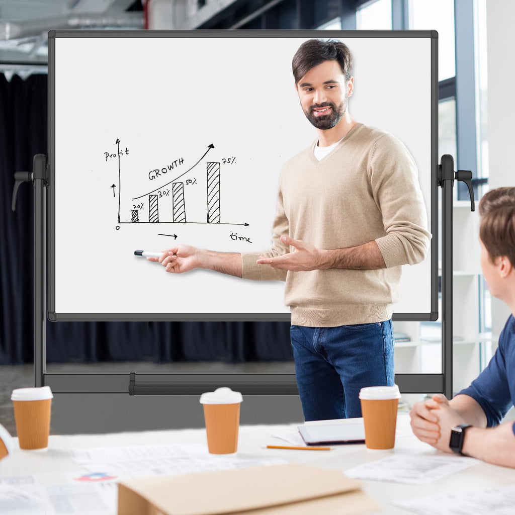 VIZ-PRO Drehbares Mobiles Whiteboard 120 x 90 cm, Doppelseitig Magnetisch