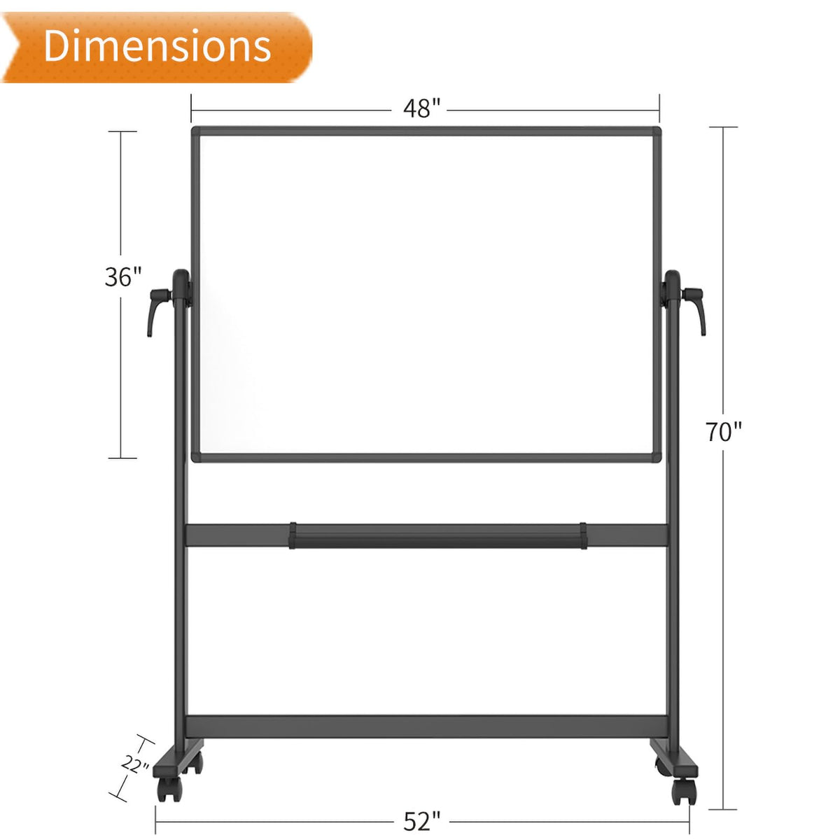 VIZ-PRO Drehbares Mobiles Whiteboard 120 x 90 cm, Doppelseitig Magnetisch