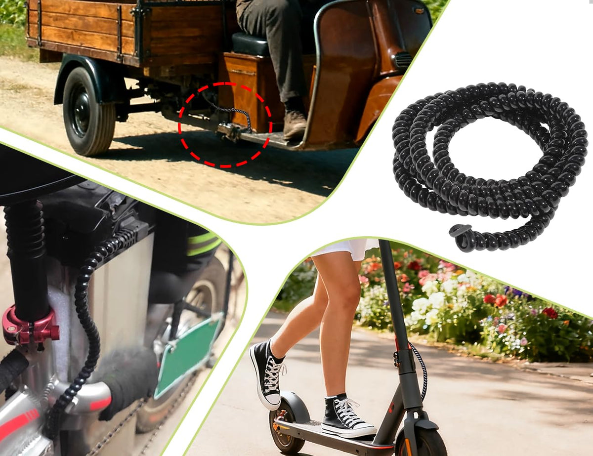 2 Stück Spiral Kabelschlauch,Flexibler Kabelschutz,E Scooter Zubehör,verwendet für Fahrrad Heimkino Büro Arbeitsplatz Audiogeräte DIY Projekte(Schwarz)