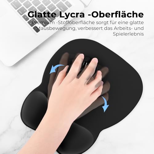 EooCoo Ergonomisches Mauspad mit Gelkissen, Mousepad Gaming, Schwarz