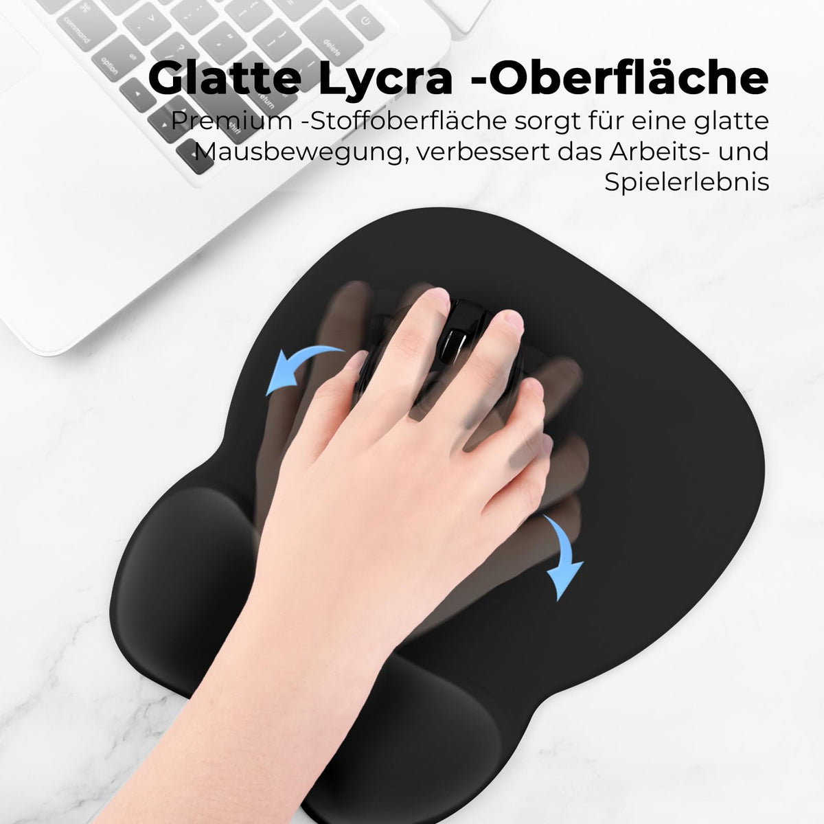 EooCoo Ergonomisches Mauspad mit Gelkissen, Mousepad Gaming, Schwarz