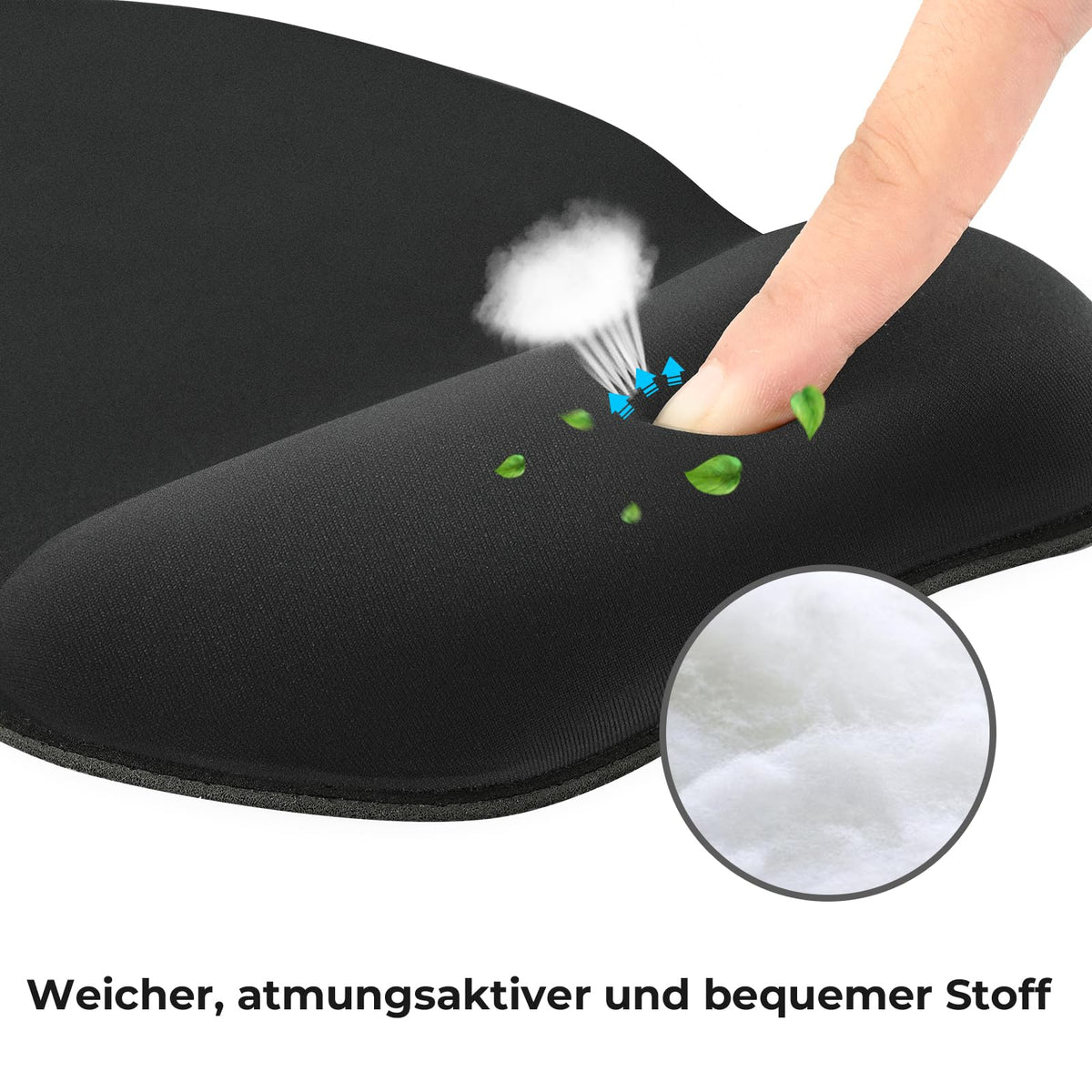 EooCoo Ergonomisches Mauspad mit Gelkissen, Mousepad Gaming, Schwarz