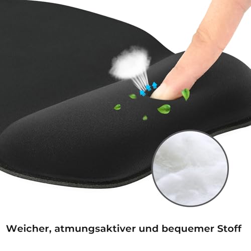 EooCoo Ergonomisches Mauspad mit Gelkissen, Mousepad Gaming, Schwarz