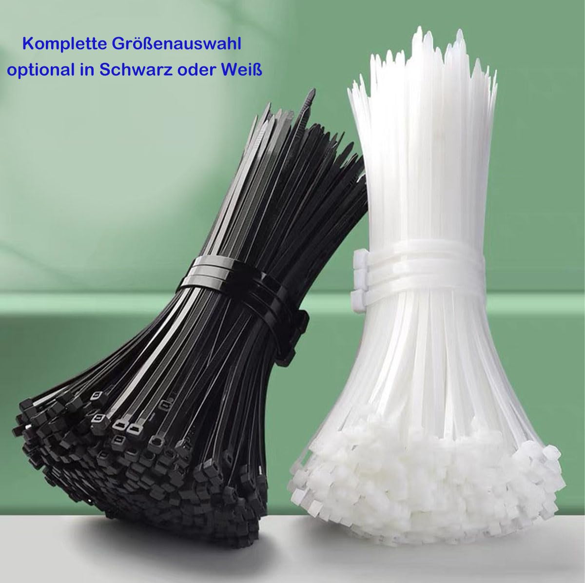200 Stück Kabelbinder Weiß Set 100/150/200/300mm, UV-beständig, selbstsichernd für drinnen und draußen - Ideal für Kabelmanagement, Gartenarbeit, Haushalt, Werkstatt, der Garage