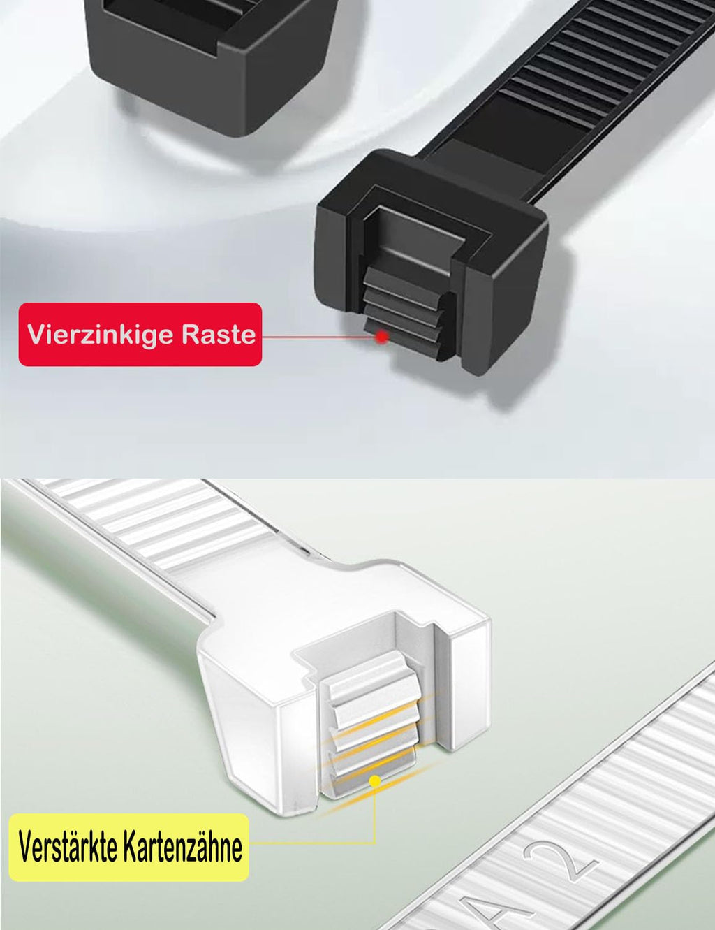 200 Stück Kabelbinder Weiß Set 100/150/200/300mm, UV-beständig, selbstsichernd für drinnen und draußen - Ideal für Kabelmanagement, Gartenarbeit, Haushalt, Werkstatt, der Garage