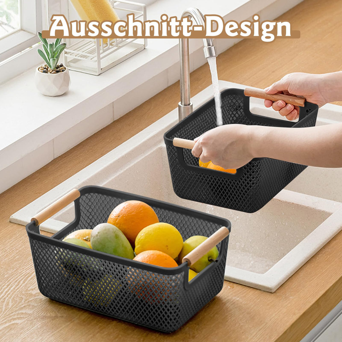 6 Stück Aufbewahrungsbox Schwarz, Aufbewahrungsboxen ohne Deckel