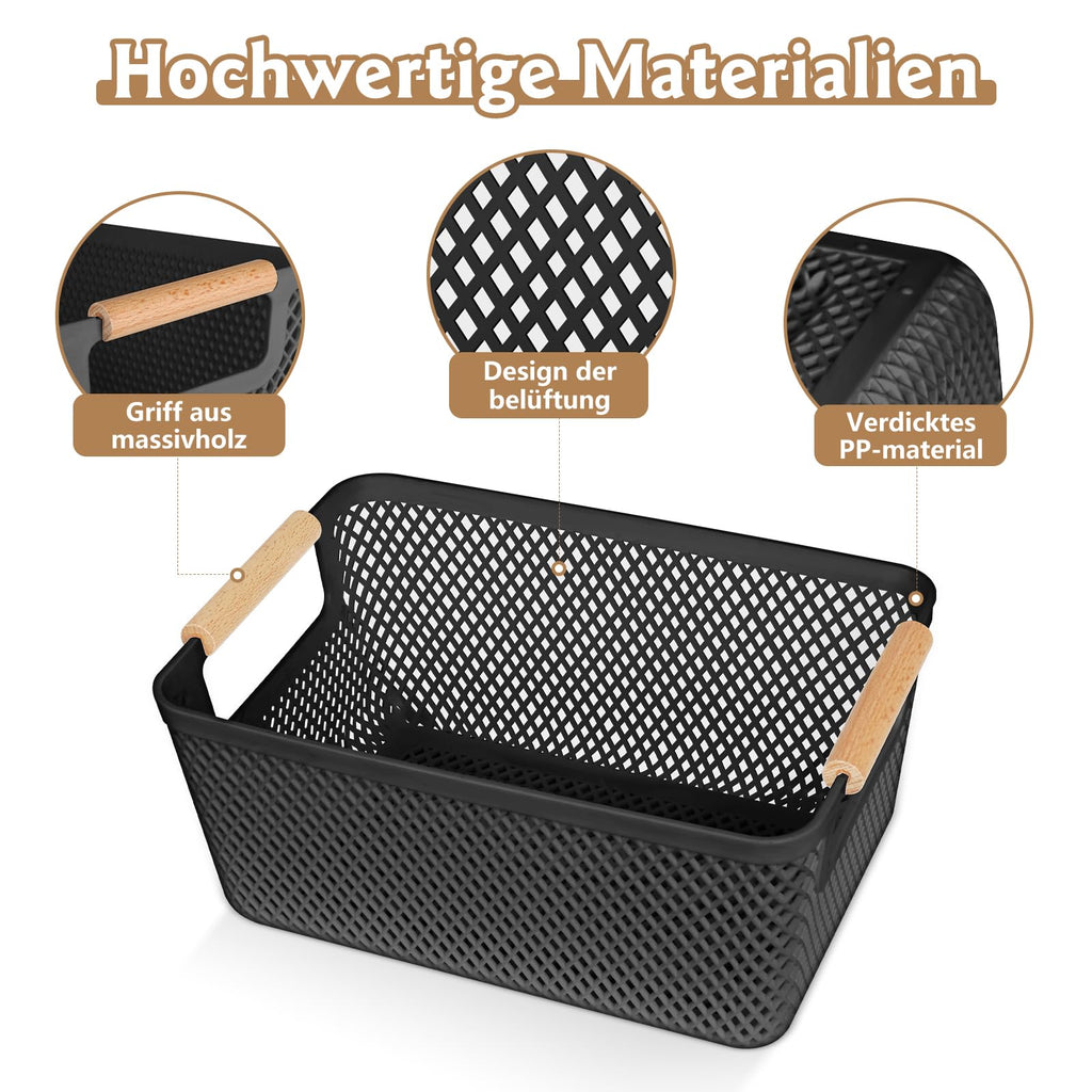 6 Stück Aufbewahrungsbox Schwarz, Aufbewahrungsboxen ohne Deckel