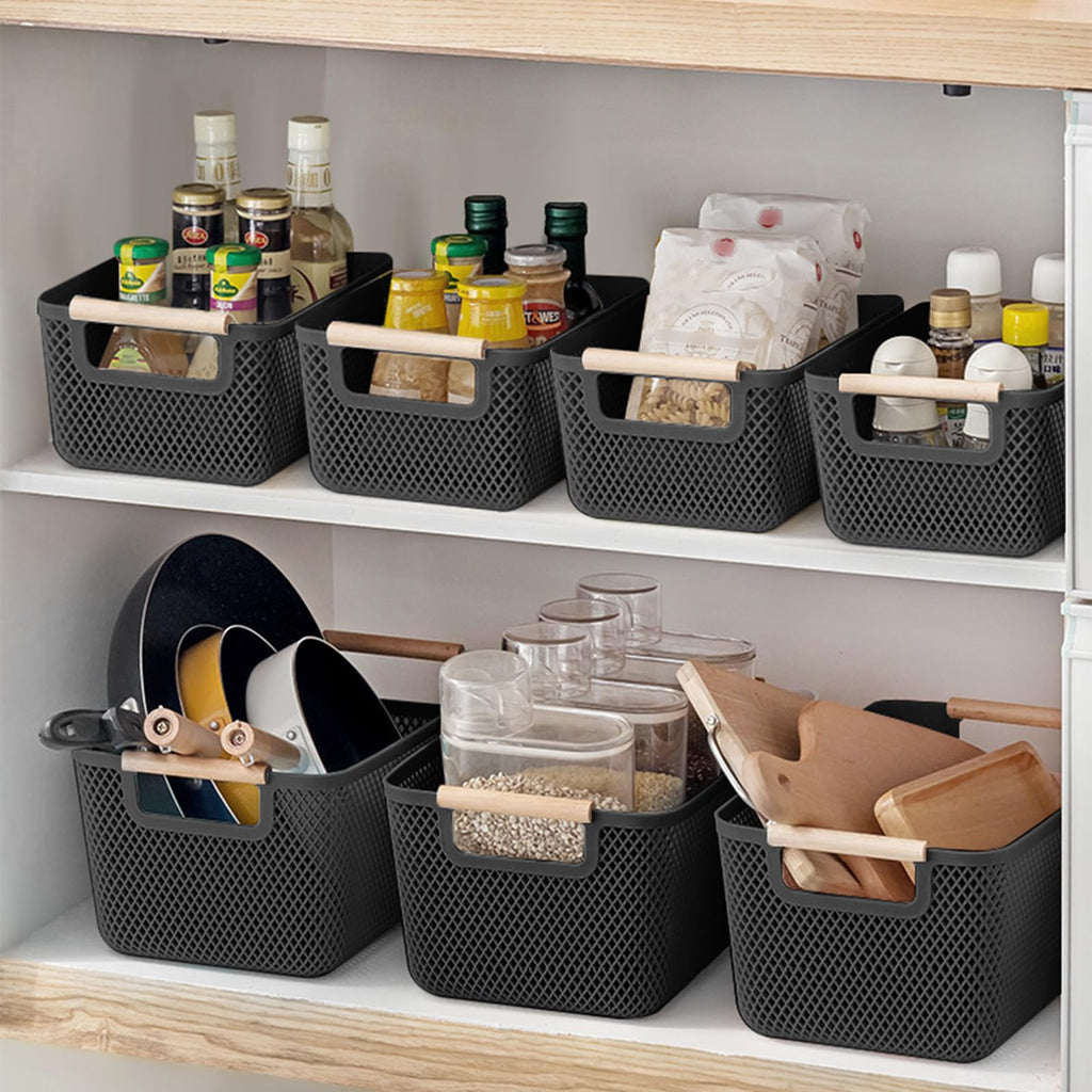 6 Stück Aufbewahrungsbox Schwarz, Aufbewahrungsboxen ohne Deckel