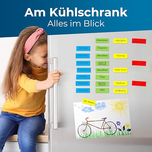 YOURGANIZE® Magnetstreifen beschreibbar | 80 Stück, 60x20 mm | Magnetschilder zum Beschriften | Für Kühlschrank, Whiteboard & Tafel | Magnetstreifen