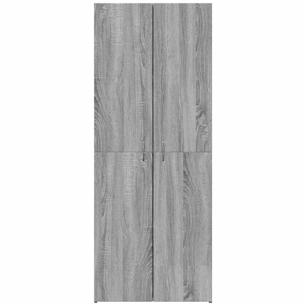 Aktenschrank Grau Sonoma Holzwerkstoff 60x32x153 cm mit 4 Fächern und Tür für Büro Homeoffice Arbeitszimmer Stauraum Ablage Ordnung und Sicherheit