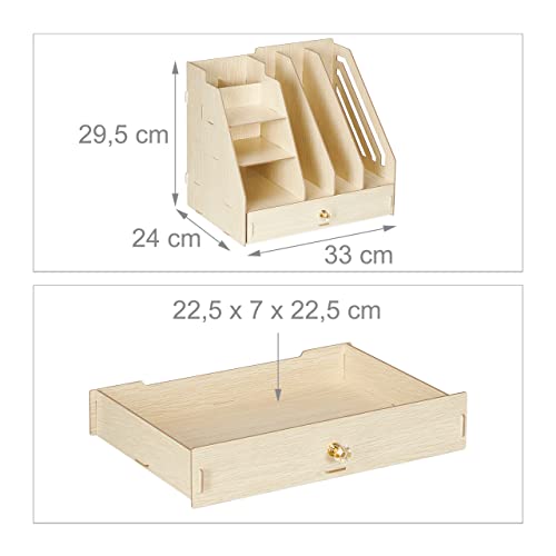 Relaxdays Schreibtisch-Organizer MDF, hellbraun