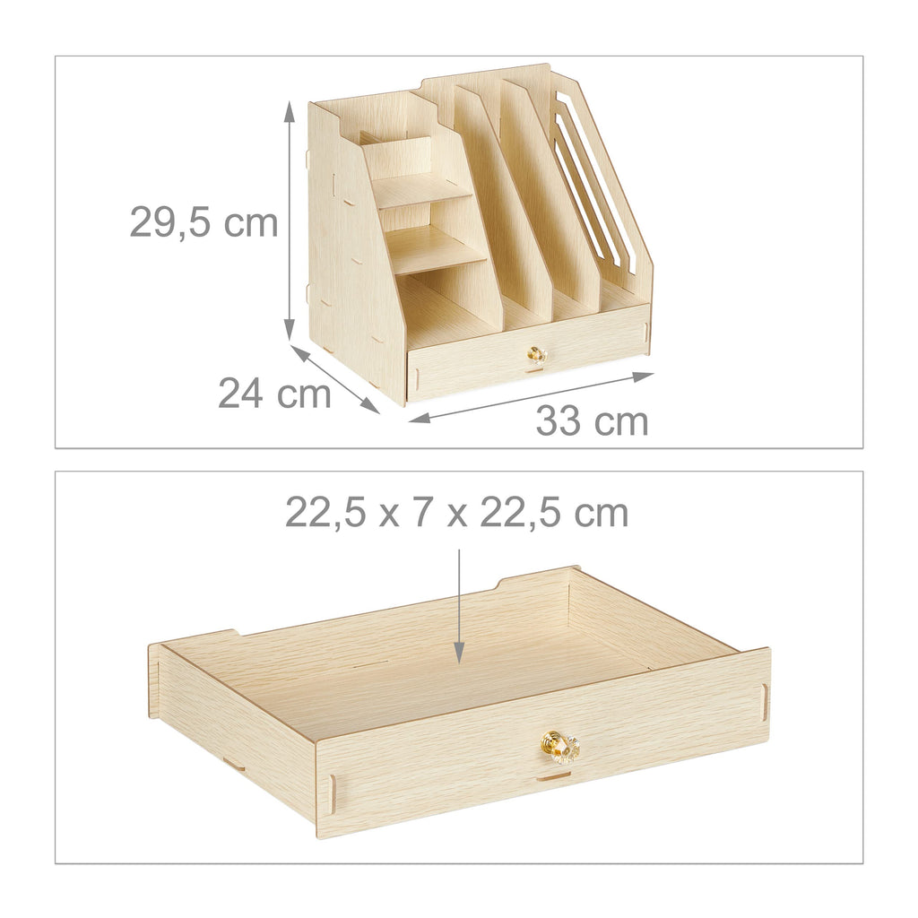 Relaxdays Schreibtisch-Organizer MDF, hellbraun