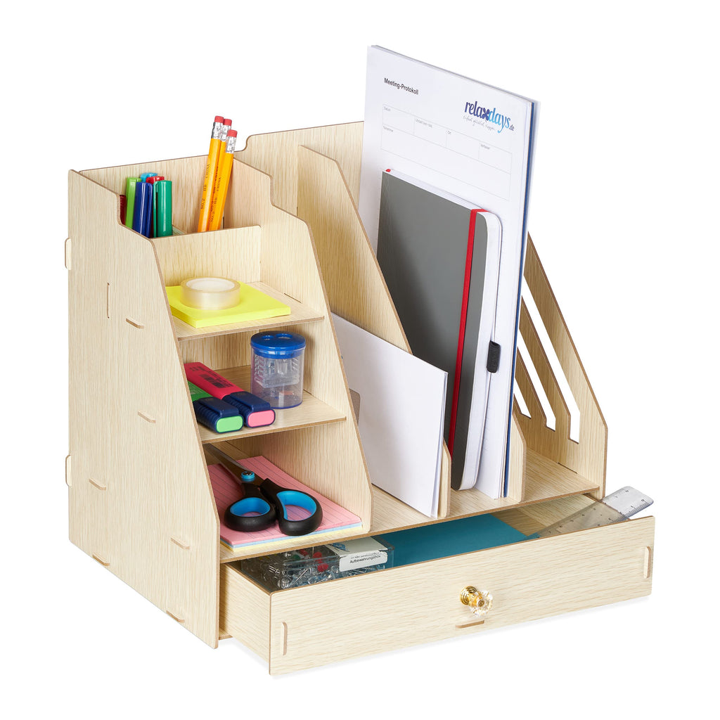 Relaxdays Schreibtisch-Organizer MDF, hellbraun