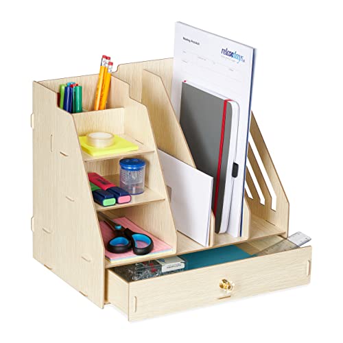 Relaxdays Schreibtisch-Organizer MDF, hellbraun