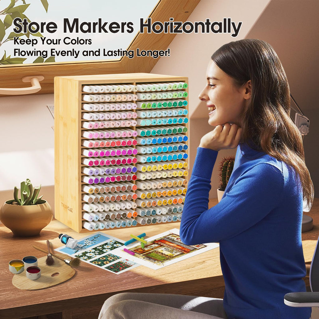 Marker Organizer für 288 Marker, Bambus hölzerne Schreibtisch Lagerung Veranstalter Rack, Marker Stifte Bleistifte Kunst Pinsel Lagerung Halter für Haus Klassenzimmer Büro Dekor