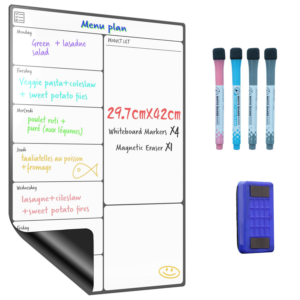 SURFOU Magnetisches Whiteboard für Kühlschrank, A3 Wochenplaner