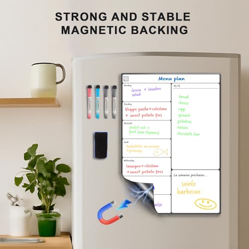 SURFOU Magnetisches Whiteboard für Kühlschrank, A3 Wochenplaner