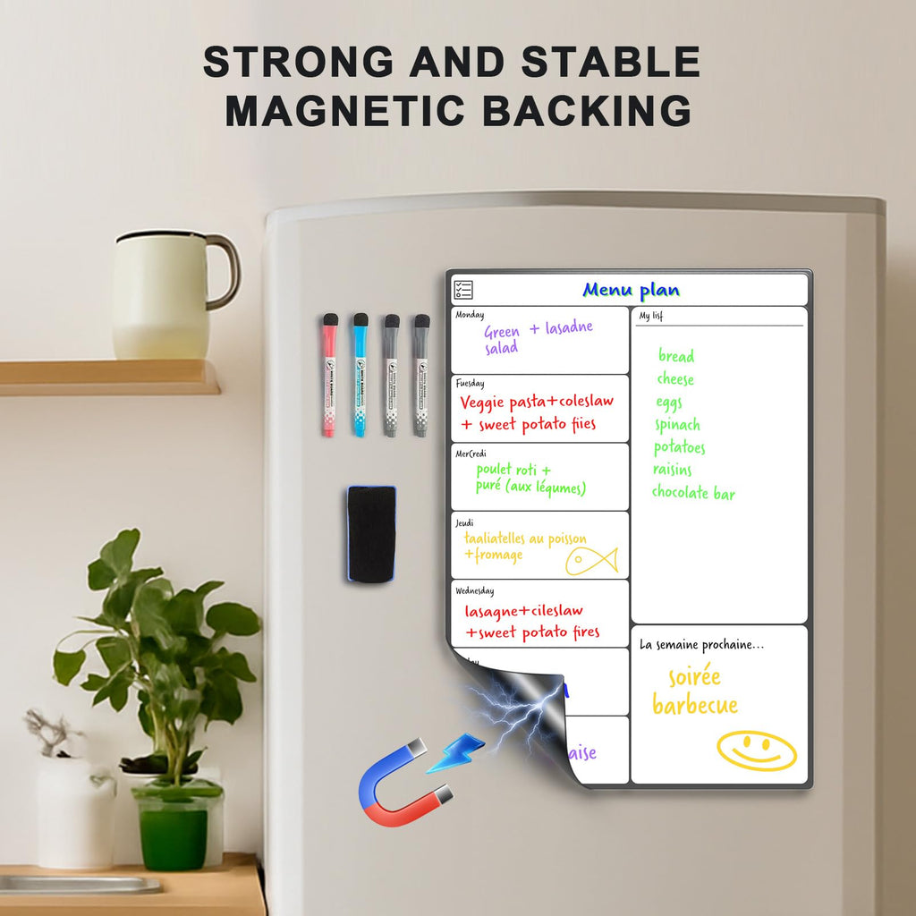 SURFOU Magnetisches Whiteboard für Kühlschrank, A3 Wochenplaner