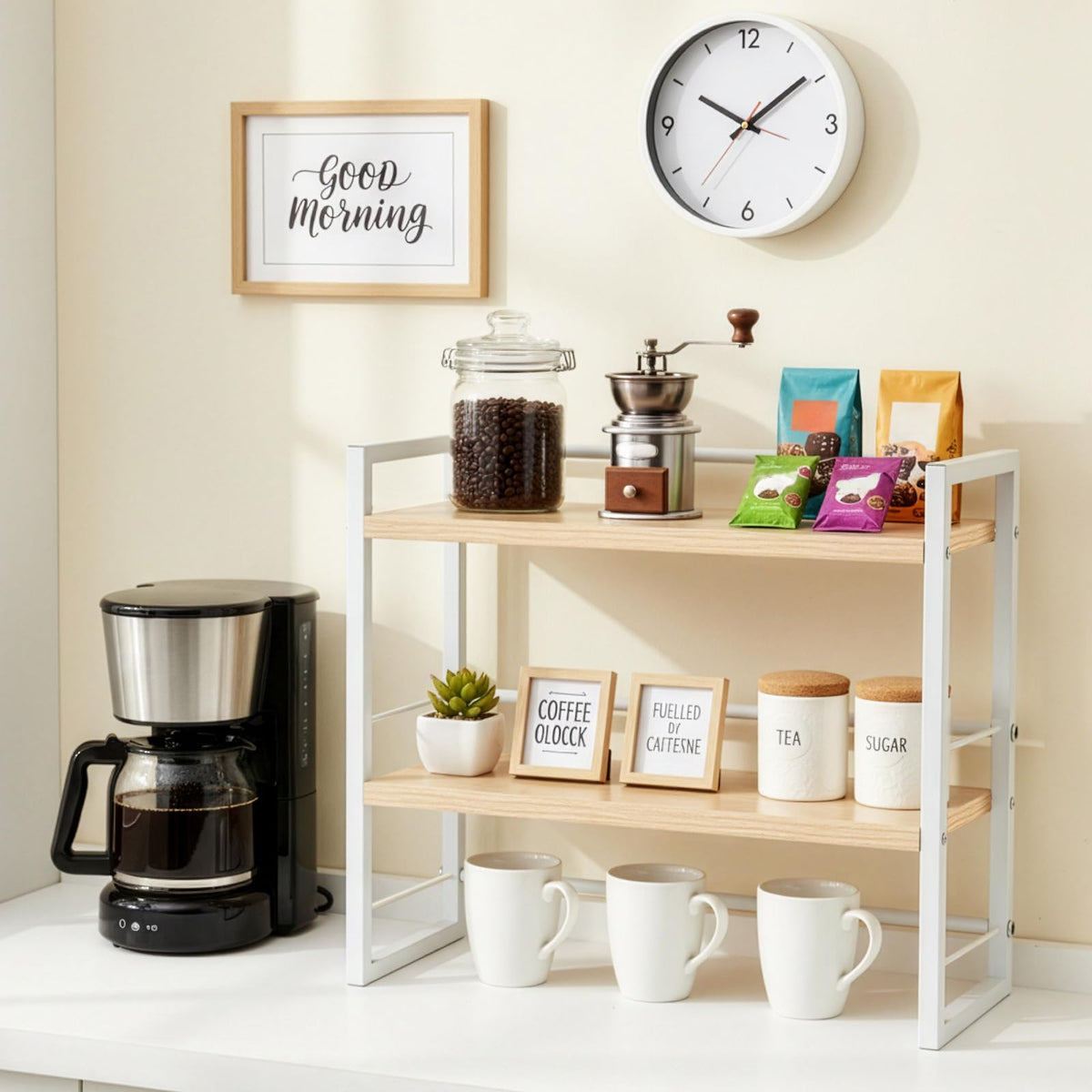 Holz Schreibtischregal Organizer Büro Schreibtisch Bücherregal Aufbewahrung Regal und Schrankdekoration Regal für den Schreibtisch und Kommode Bücherregal Zubehör Aufbewahrungsregal (Weiß)