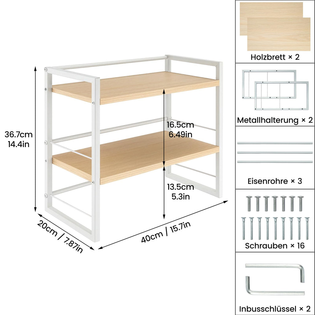 Holz Schreibtischregal Organizer Büro Schreibtisch Bücherregal Aufbewahrung Regal und Schrankdekoration Regal für den Schreibtisch und Kommode Bücherregal Zubehör Aufbewahrungsregal (Weiß)
