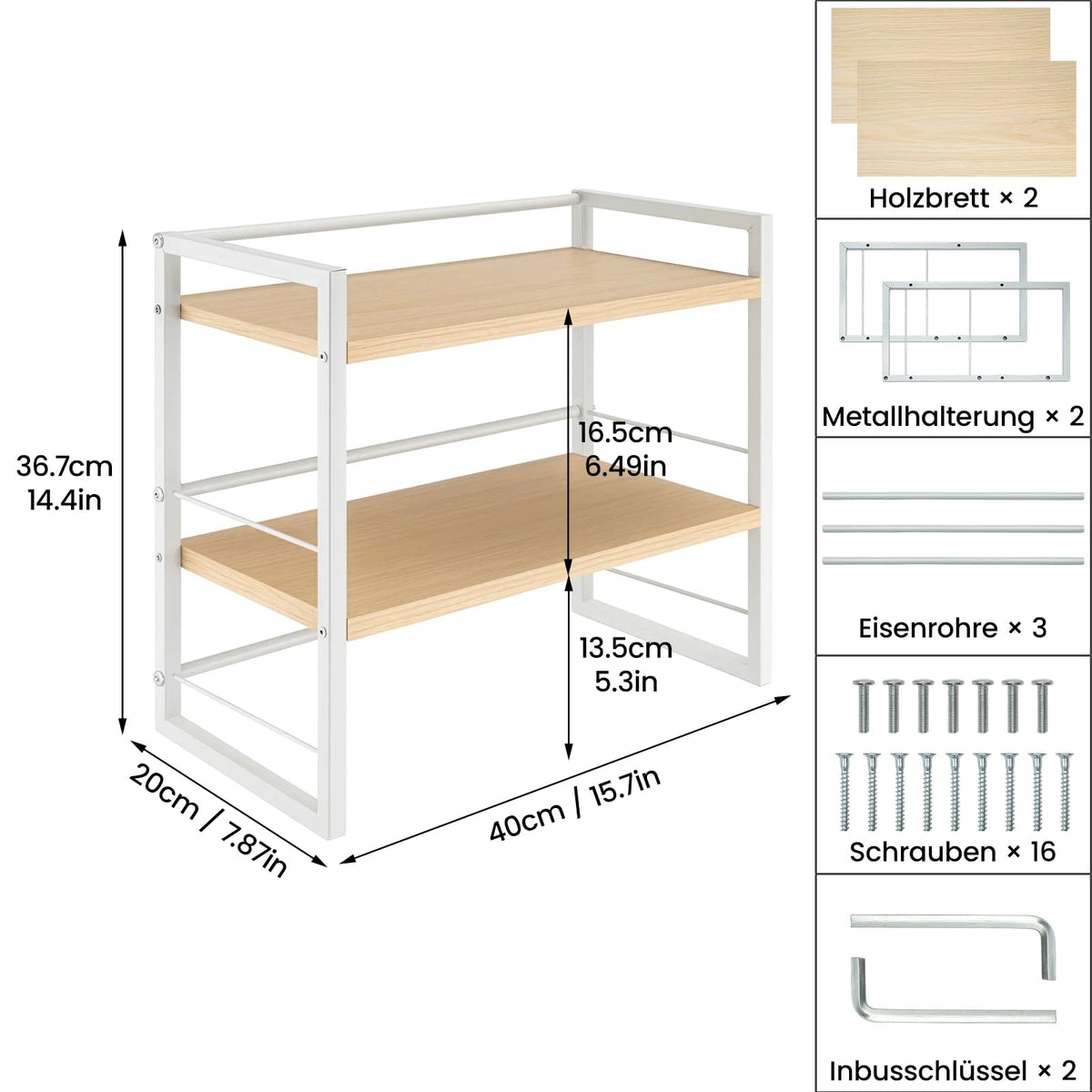 Holz Schreibtischregal Organizer Büro Schreibtisch Bücherregal Aufbewahrung Regal und Schrankdekoration Regal für den Schreibtisch und Kommode Bücherregal Zubehör Aufbewahrungsregal (Weiß)