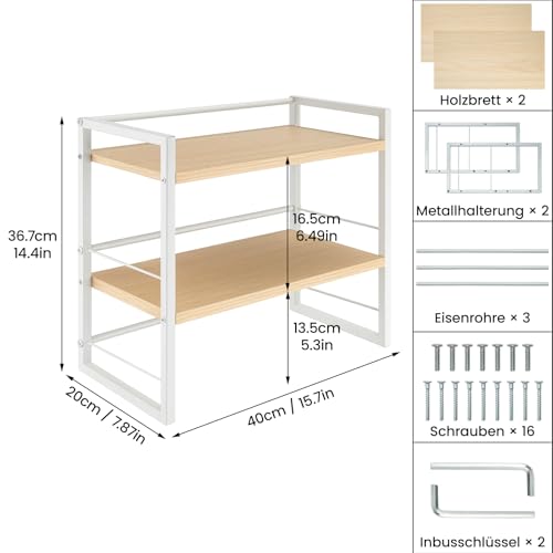 Holz Schreibtischregal Organizer Büro Schreibtisch Bücherregal Aufbewahrung Regal und Schrankdekoration Regal für den Schreibtisch und Kommode Bücherregal Zubehör Aufbewahrungsregal (Weiß)