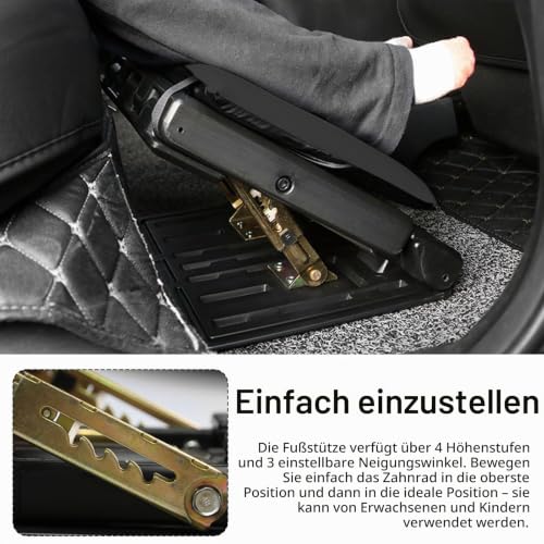 Fußstütze Schreibtisch, Verstellbar Fußhocker Ergonomischer Fusshocker Abnehmbarem Büro Fußstütze Fußablage mit Massage und Weichem Sitzkissen für Auto Büro Zuhause Reise (Schwarz)