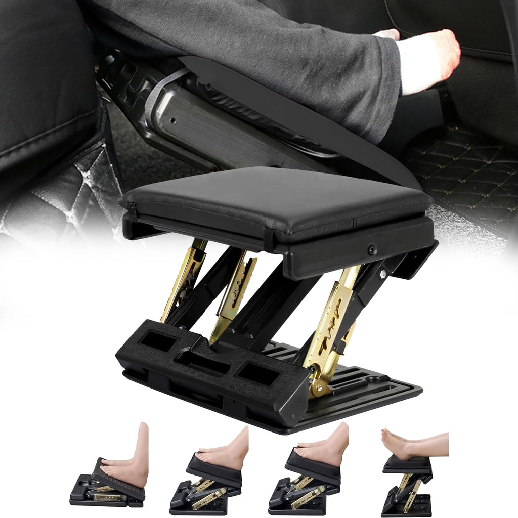 Fußstütze Schreibtisch, Verstellbar Fußhocker Ergonomischer Fusshocker Abnehmbarem Büro Fußstütze Fußablage mit Massage und Weichem Sitzkissen für Auto Büro Zuhause Reise (Schwarz)