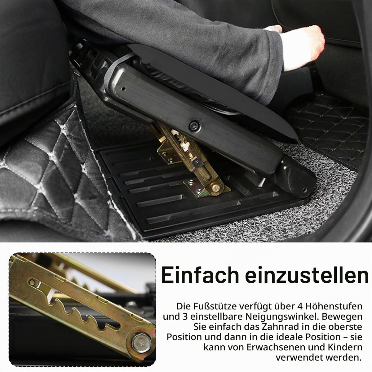 Fußstütze Schreibtisch, Verstellbar Fußhocker Ergonomischer Fusshocker Abnehmbarem Büro Fußstütze Fußablage mit Massage und Weichem Sitzkissen für Auto Büro Zuhause Reise (Schwarz)