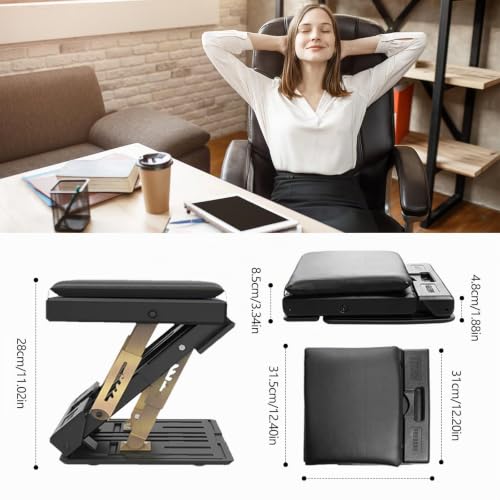 Fußstütze Schreibtisch, Verstellbar Fußhocker Ergonomischer Fusshocker Abnehmbarem Büro Fußstütze Fußablage mit Massage und Weichem Sitzkissen für Auto Büro Zuhause Reise (Schwarz)