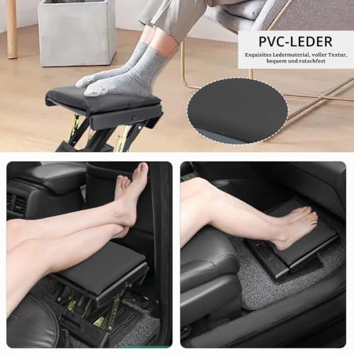 Fußstütze Schreibtisch, Verstellbar Fußhocker Ergonomischer Fusshocker Abnehmbarem Büro Fußstütze Fußablage mit Massage und Weichem Sitzkissen für Auto Büro Zuhause Reise (Schwarz)