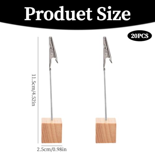 20 Stück Fotohalter Holz mit Klammern Postkartenhalter Memo Clip Halter