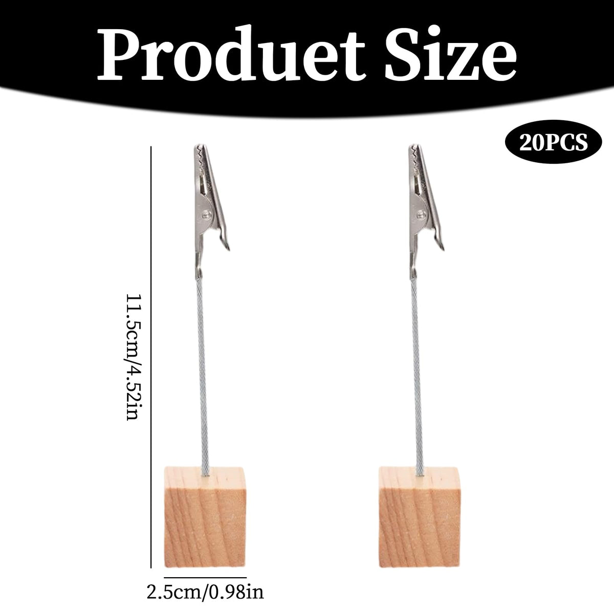 20 Stück Fotohalter Holz mit Klammern Postkartenhalter Memo Clip Halter