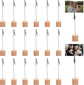 20 Stück Fotohalter Holz mit Klammern Postkartenhalter Memo Clip Halter
