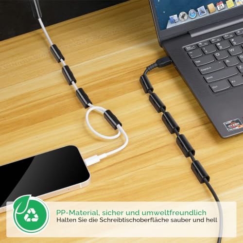 drado 20 Stück Kabelclips Selbstklebende Schwarz, Kabelhalter Selbstklebend, Kabelhalter, Selbstklebende Kabelhalter für Haus, Computer, TV, Stromverlängerungskabel