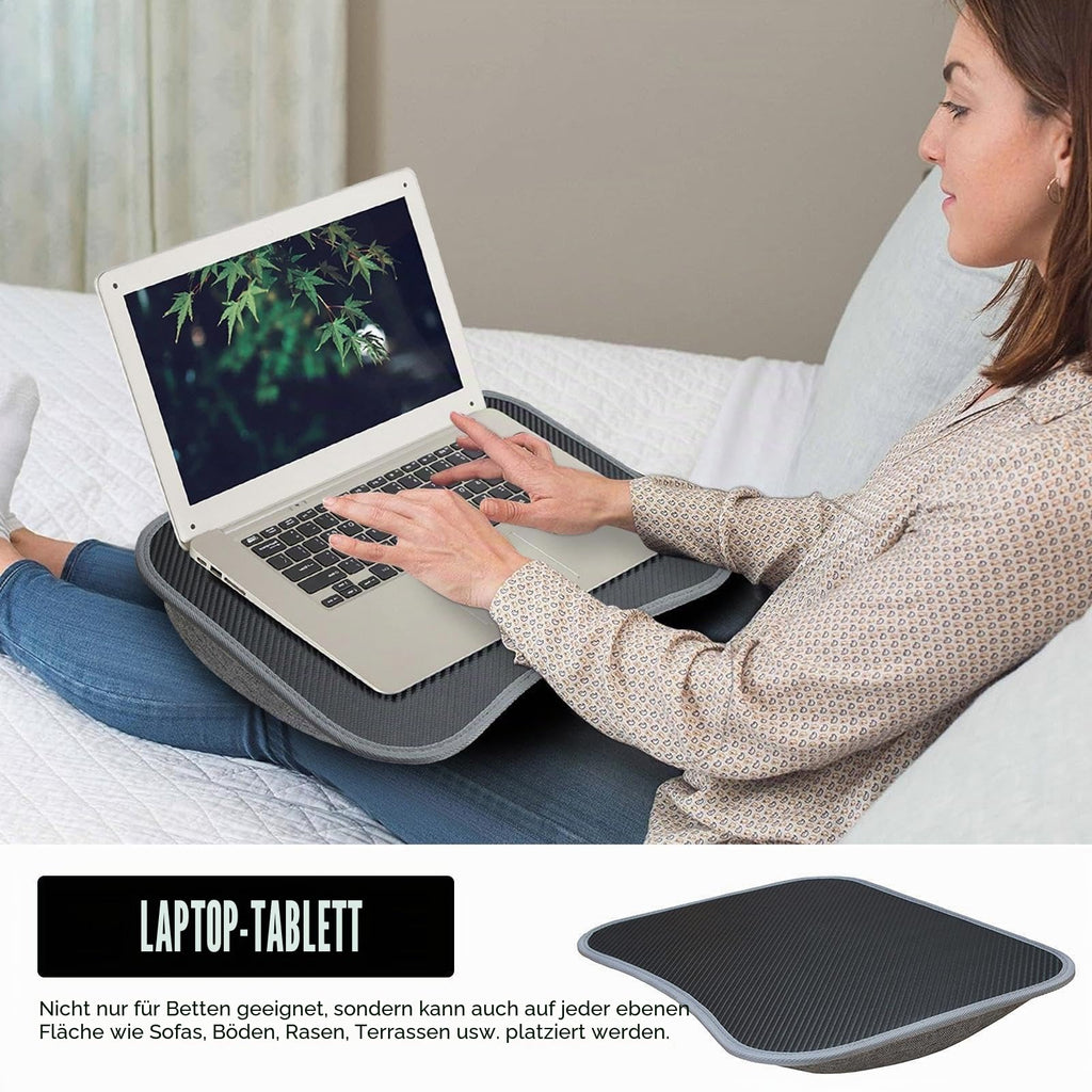 Laptopkissen Knietablett - 15,4x11,4x1,8 Zoll Laptop-Schoßtisch Kissen,Notebook Kissen,Knietablett Mit Kissen,Laptopunterlage,Laptopkissen Couch,Zum Bequemen Arbeiten Vom Sofa Oder Bett
