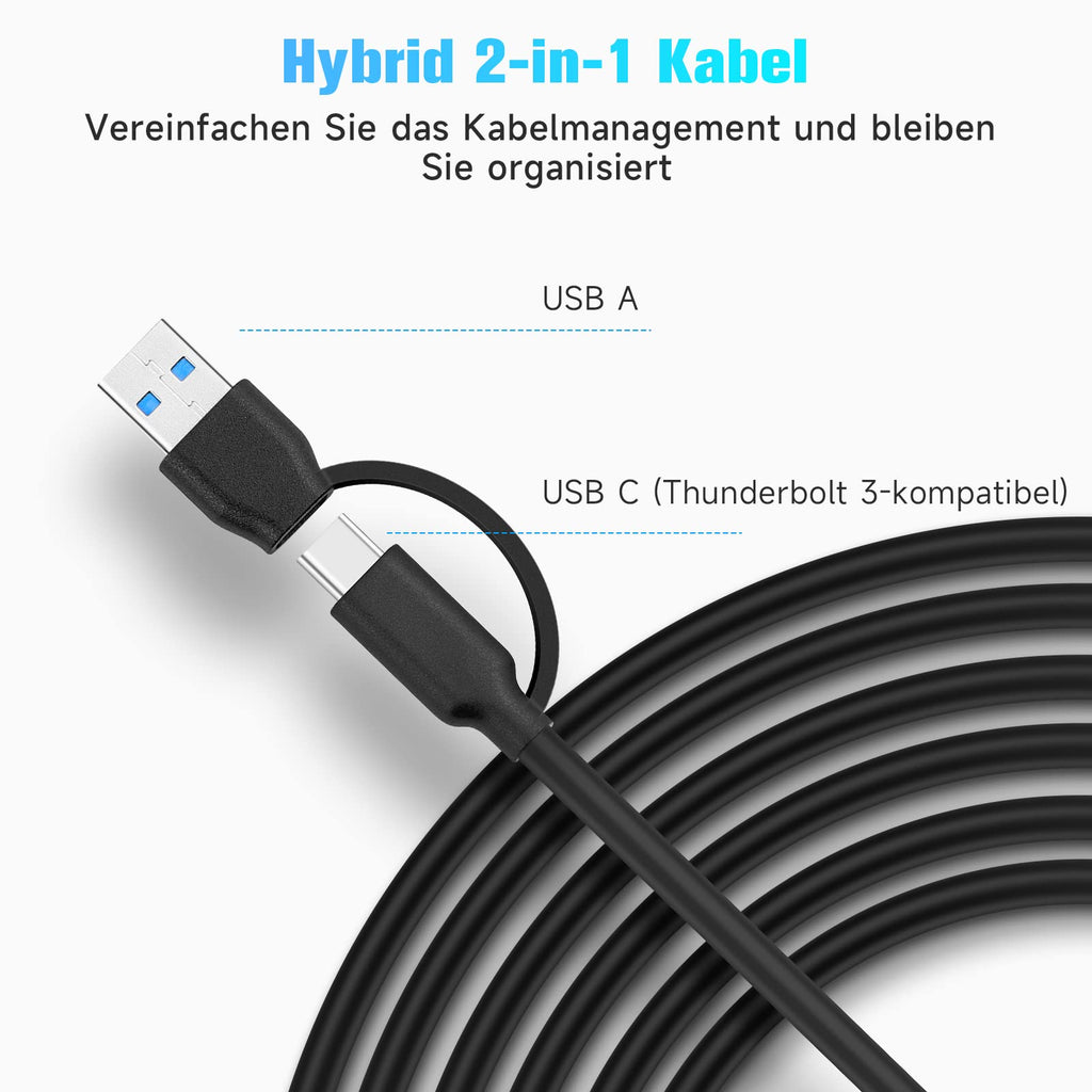 RSHTECH 7 Port USB C 3.0/3.2 Hub mit Netzteil & Anschluss-Steuerschalter