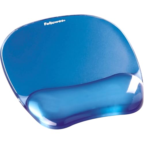 Fellowes Mauspad mit Handgelenkauflage Crystals - Mauspad mit Gelkissen - ergonomisches Mauspad - Gaming Mousepad - Handballenauflage - Farbe: blau