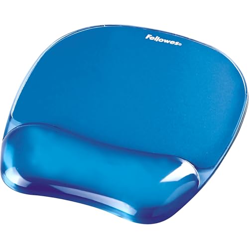 Fellowes Mauspad mit Handgelenkauflage Crystals - Mauspad mit Gelkissen - ergonomisches Mauspad - Gaming Mousepad - Handballenauflage - Farbe: blau