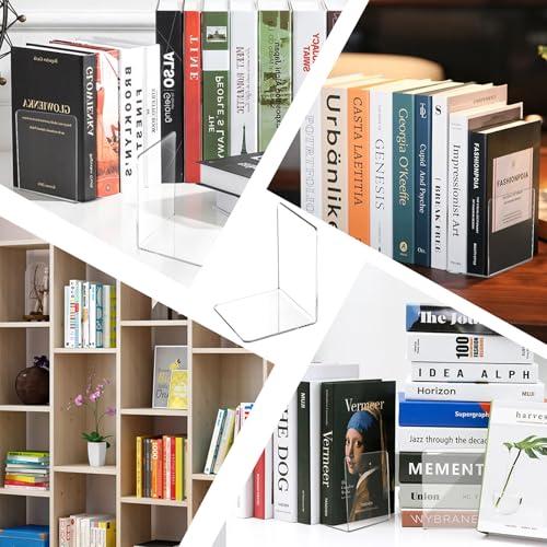 VMUTGA 6PCS Klarer Buchstützen, Buchständer aus Acryl, Buchstütze für Büro Schule Bibliothek, Schlafzimmer Transparente Dekoration