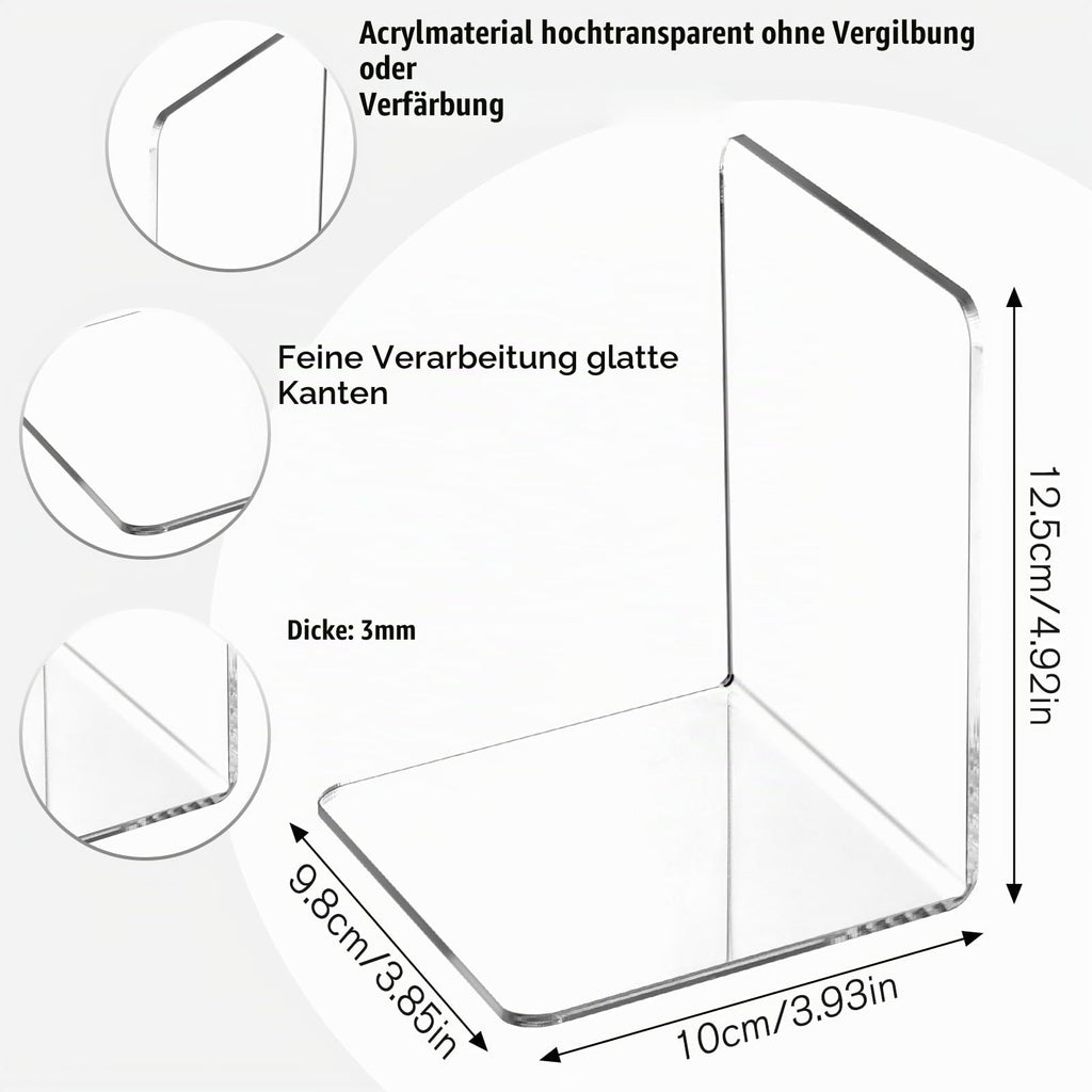 VMUTGA 6PCS Klarer Buchstützen, Buchständer aus Acryl, Buchstütze für Büro Schule Bibliothek, Schlafzimmer Transparente Dekoration