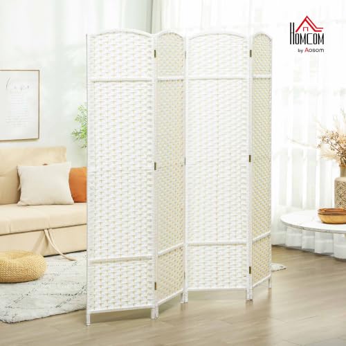 HOMCOM Paravent 4-teilig Raumteiler Faltbar Sichtschutz 160x170 cm Weiß