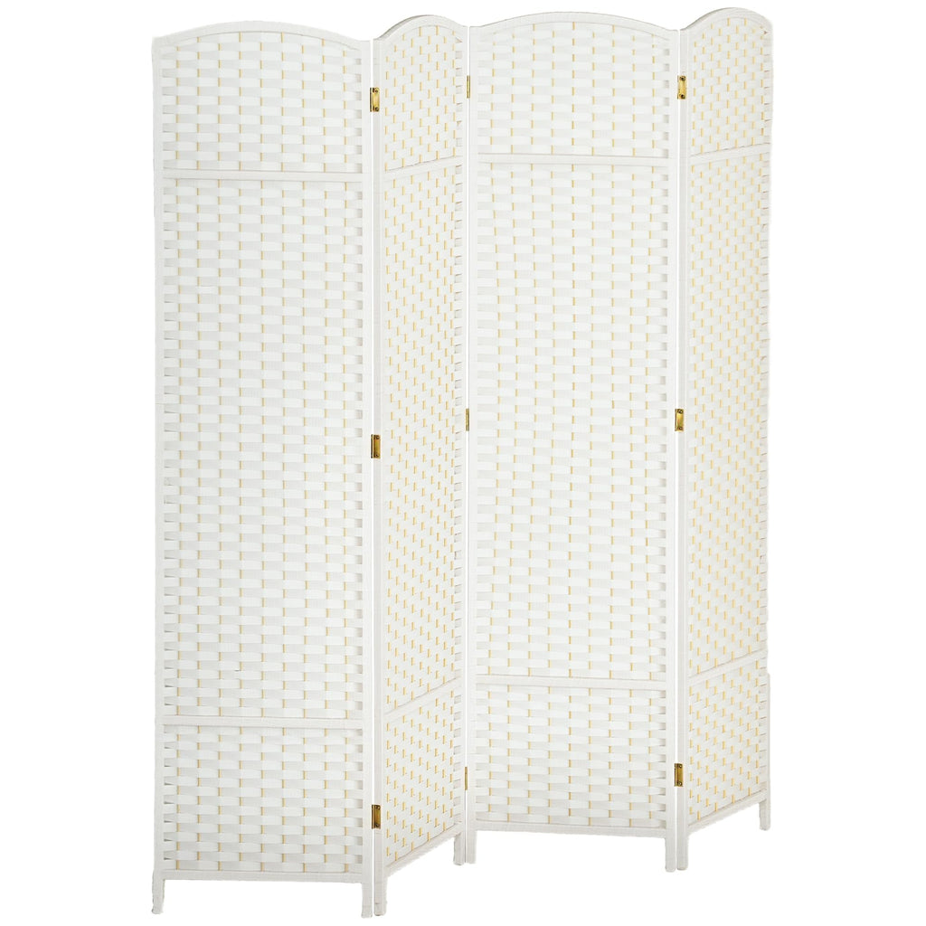 HOMCOM Paravent 4-teilig Raumteiler Faltbar Sichtschutz 160x170 cm Weiß