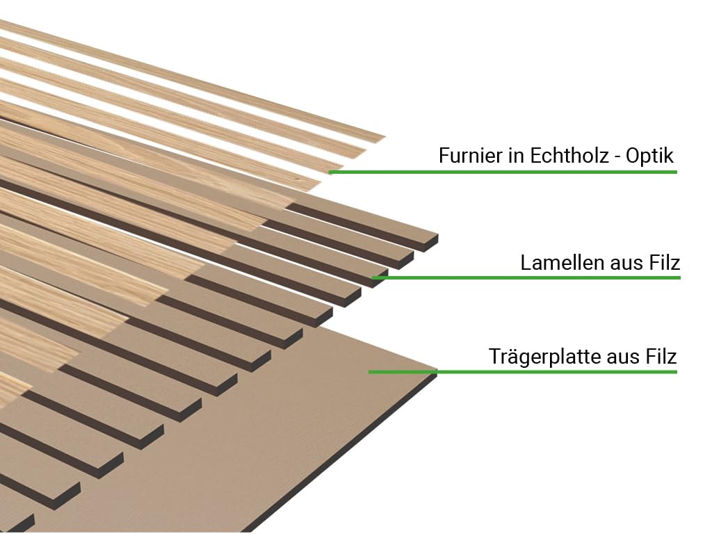 Akustikpaneele AURA Balance Oiled Oak 240x60cm | Wandpaneele Holzoptik Eiche geölt | Filz Beige | 1-seitig furniert | Acoustic Wall Panel | Schallschutz Wand | 1 Stück | 1,44 m²